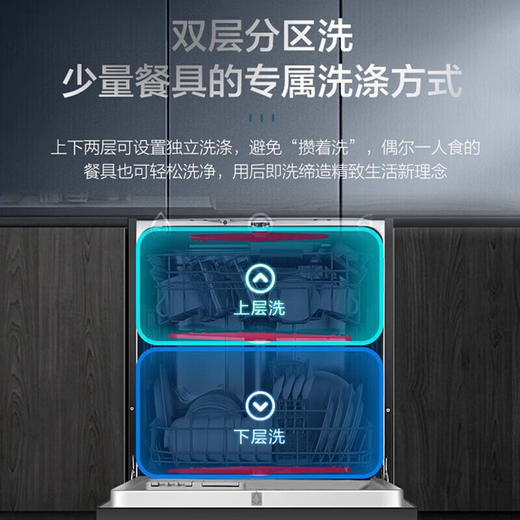 海尔（Haier）洗碗机14套大容量晶彩系列嵌入式分区洗智能开门烘干80℃高温洗消一体14套HWY14-186BKU1 商品图2