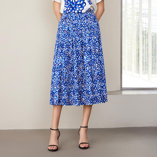 【桑蚕丝印花半裙】24年春夏新品女士中长款印花真丝半裙时尚包臀A字裙 商品图1