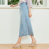 玳莎莱赛尔高腰牛仔裙透气牛仔蓝时尚中长款开衩半裙  EB34309 商品缩略图1