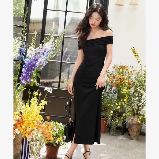 简约大气设计感吊带针织裙女夏季气质捏褶收腰晚宴连衣裙V2241696 商品图3