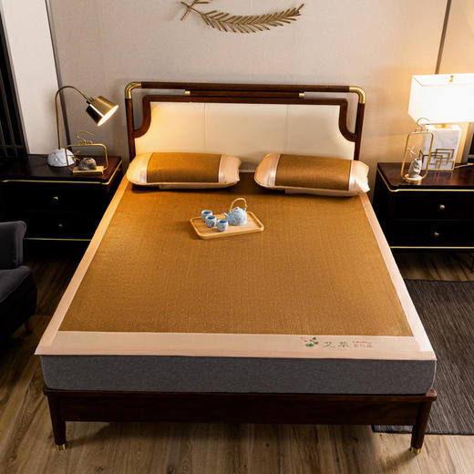 【艾草藤席三件套】家用空调软凉席夏季凉席三件套艾草因子凉感舒适安睡一整晚 商品图0