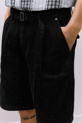 EviStub/E-4XDK225/复古可拆卸腰带水洗牛仔短裤