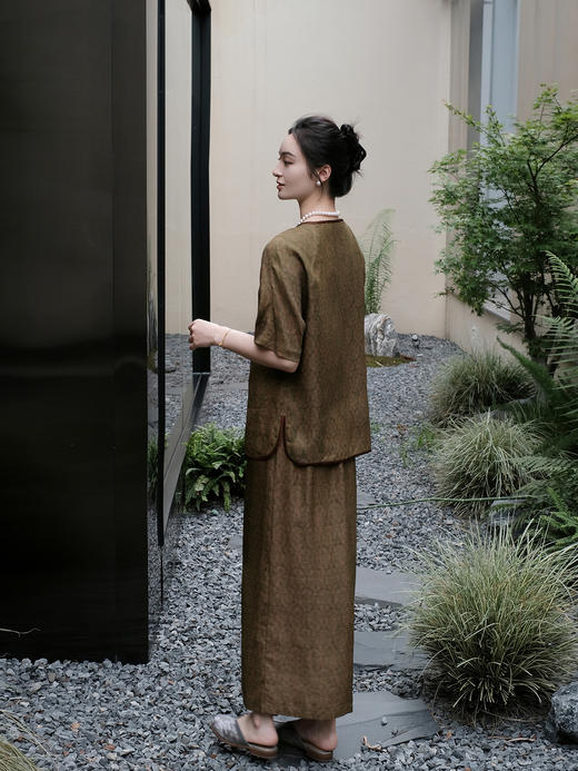 盛唐婧 |真丝香云纱花罗包臀半身裙 商品图7