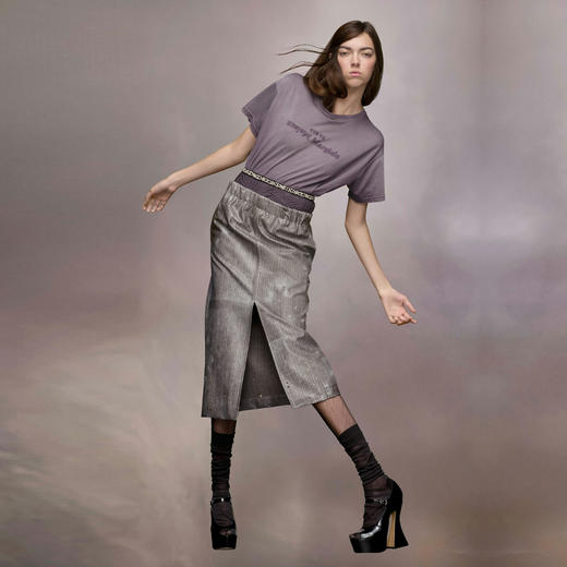 MAISON MARGIELA 马吉拉 女士字母刺绣徽标棉质圆领短袖T恤 紫色 S51GC0526 S20079 969 商品图1