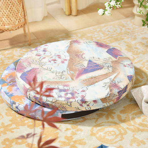 水墨淡彩系列坐垫天然椰棕禅修垫棕榈坐垫 商品图0