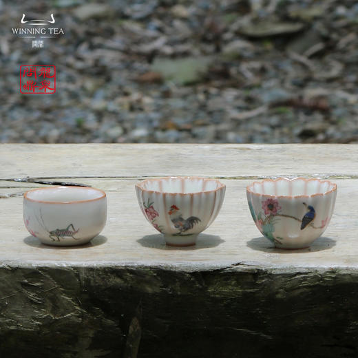 龙泉问鼎彩绘哥窑青葵杯（金鸡独立） 商品图2