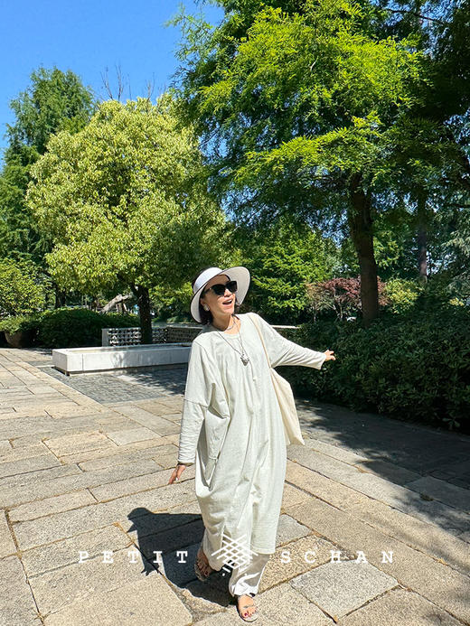 PETIT SCHAN小闪 CLO#508 soft sculpture 软雕塑 桑叶植物染纯棉宽松针织连衣裙大袍子 商品图2