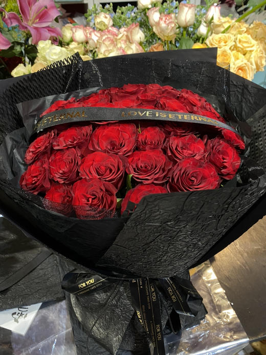【深深爱着你】36朵黑丝绒玫瑰，高端大气花束 商品图0