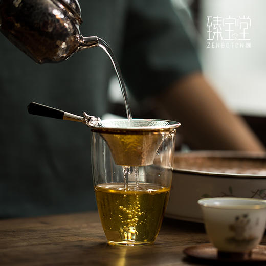 臻宝堂999纯银茶漏纯手工茶叶过滤网茶器银龙黑檀把柄茶滤功夫茶具配件 银龙茶漏(檀木把) 商品图3