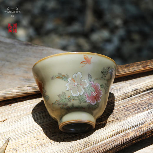 问鼎汝瓷鼎峰柴窑（高温彩）玉珀釉木兰杯（蝶恋花） 商品图0