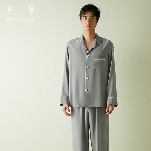 桑罗23姆米重磅真丝睡衣男2024年新款桑蚕丝高档简约轻奢风家居服 商品图2