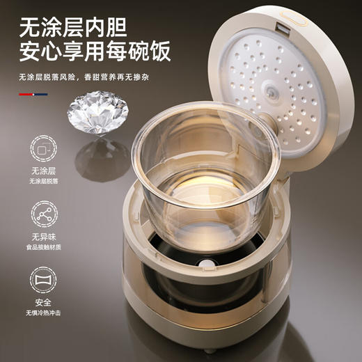 【小家电】迈卡罗MC-FB306电饭煲透明可视电饭锅多功能家用无涂层玻璃内胆 电蒸锅HF 商品图6