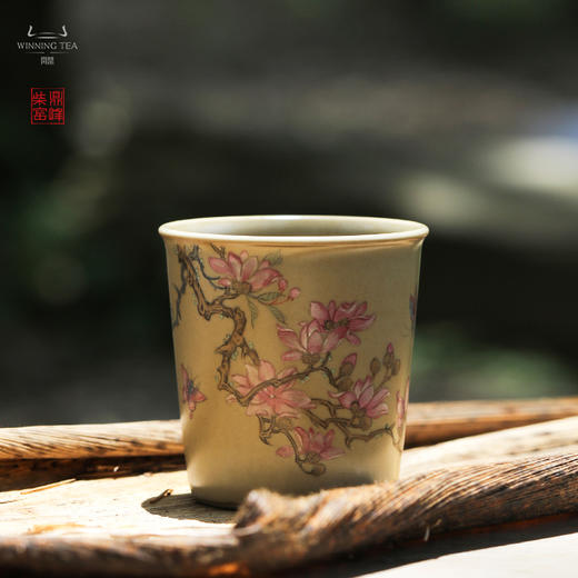 问鼎汝瓷鼎峰柴窑（高温彩）玉珀釉小可乐杯（玉兰花） 商品图0