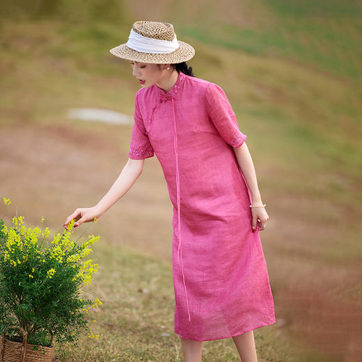 苎麻文艺范儿淑女，改良旗袍显瘦连衣裙TT96137 商品图2