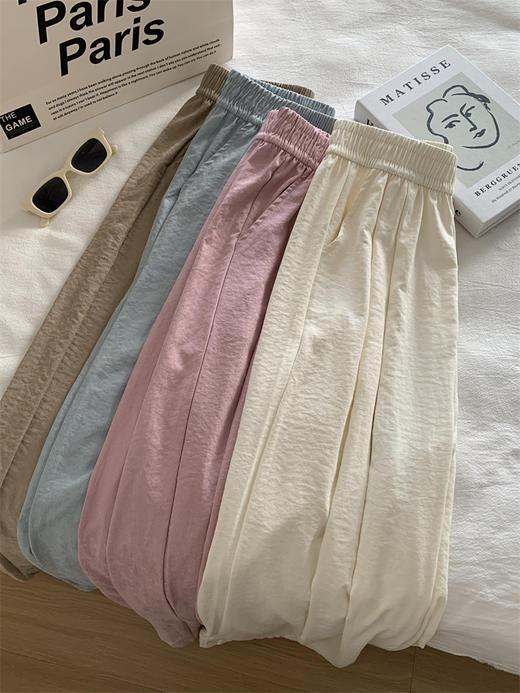 【温柔百搭奶油云朵阔腿裤】宽松高腰垂感雾面拖地裤 夏季薄款凉凉裤  商品图2