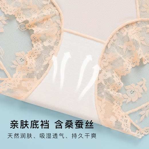 轻薄透气蕾丝塑身裤内裤女高腰收腹全包臀含蚕丝底裆1553姿花秋月内裤2条装 商品图5