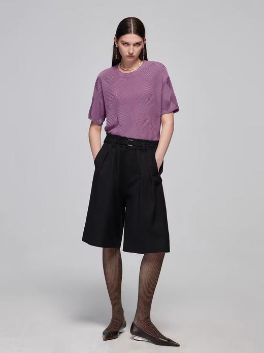 Simple Project/K24110/羊毛混纺腰头抽皱花边宽松腰带西裤 商品图2