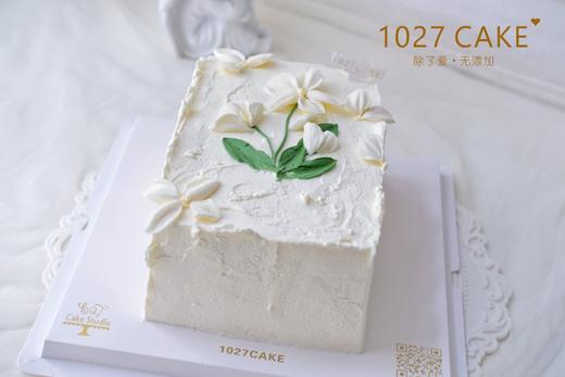 1027CAKE |   长方形蛋糕 刮刀花 白色系 商品图1
