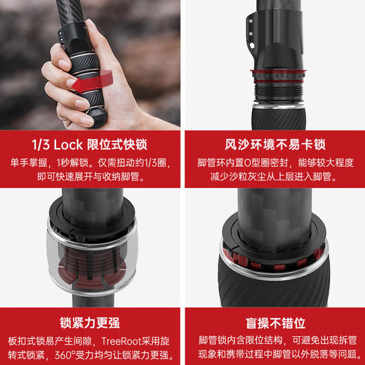 Ulanzi优篮子小隼TreeRoot碳纤维三脚架Falcam快锁旅行三脚架F38pro快装专业摄影摄像单反相机支架便携三脚架 商品图3