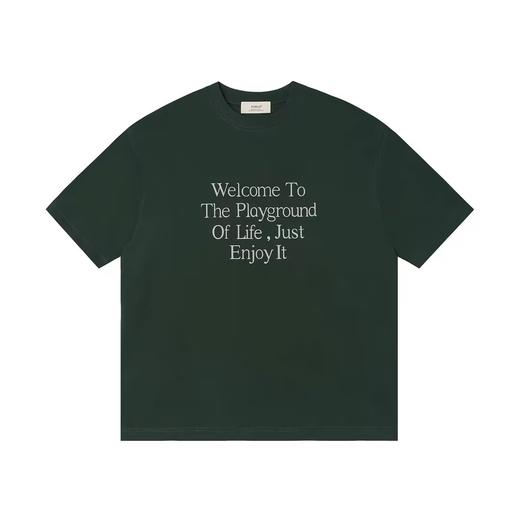 EviStub/E-4XDX80/280G海岛全棉复古水浆文字街头印花短袖T恤 商品图7