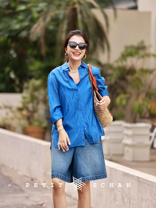 PETIT SCHAN小闪 CLO#503 Sea breeze Elves 海风中的精灵 莱赛尔天丝通透感薄款度假防晒衬衫/吊带 商品图7