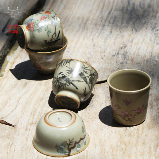 问鼎汝瓷鼎峰柴窑（高温彩）玉珀釉紫烟杯（竹报平安） 商品图2