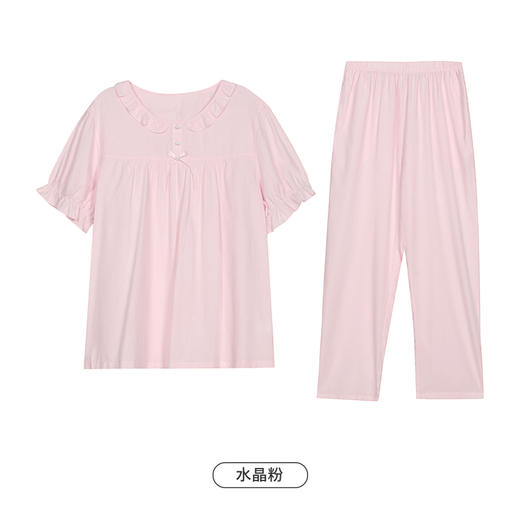 都市丽人生活家居女士梭织棉短袖长裤睡衣套装LH42S8 商品图10