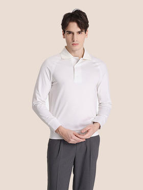 callisto白色棉混纺长袖T恤 STTSL101Y