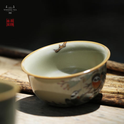 问鼎汝瓷鼎峰柴窑（高温彩）玉珀釉鸡缸杯（白头偕老） 商品图1