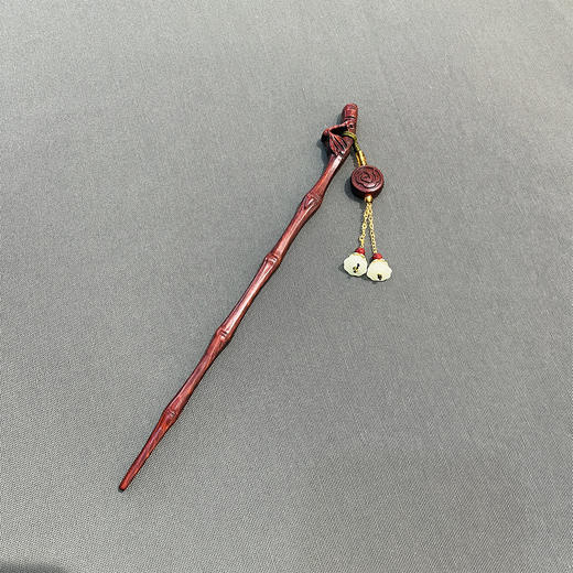 竹节/荷花/如意/梅花/银杏°精雕犀角紫檀发簪吊坠款 商品图1