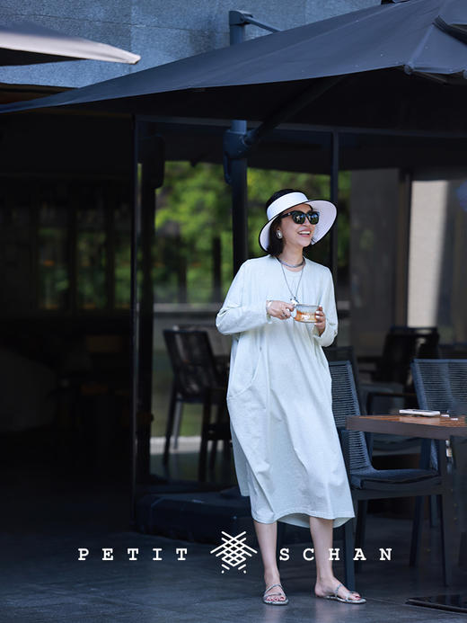 PETIT SCHAN小闪 CLO#508 soft sculpture 软雕塑 桑叶植物染纯棉宽松针织连衣裙大袍子 商品图0