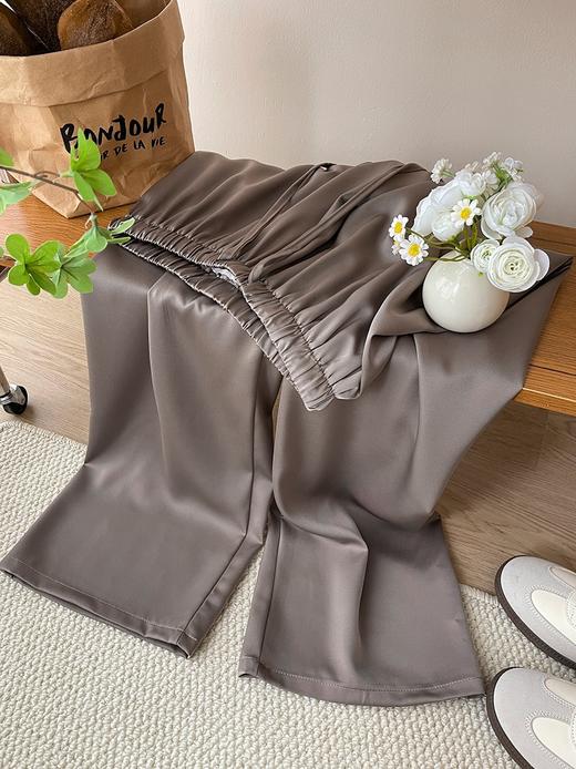 【复古高级感醋酸天丝缎面阔腿裤】春夏冰丝垂感宽松直筒拖地休闲裤 商品图7