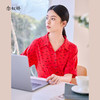 【商场同款】CNV4585 “ 港风衬衫 ” 假日红色热情鲜亮  廓形结合立体收腰修饰身形 真丝材质吸湿透气舒适清爽 小蝴蝶结装饰减龄精致 短袖衬衫 商品缩略图5