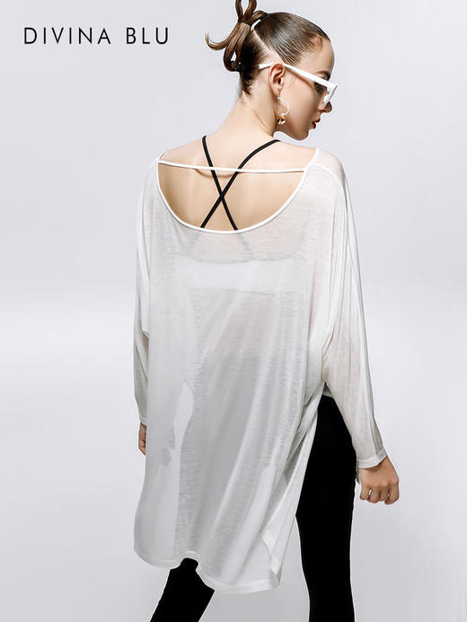 白色预售5月20号发货DIVINABLU巴黎系列瑜伽罩衫宽松休闲瑜伽服外套健身运动网纱上衣巴黎外搭08 商品图4