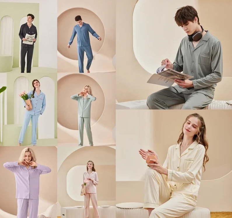 【两套减十元】超喜欢！裸感巨舒服，不易变形、不易起球，还带弹力，棉+莫代尔黄金配比！-男女款长袖短袖套装家居服