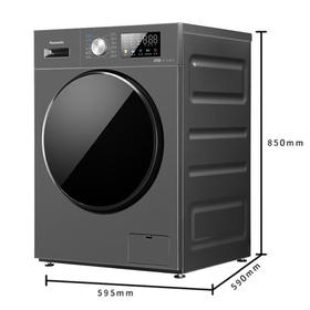 松下滚筒洗衣机 除菌空气洗 双极除螨高温除菌洗 旋钮触控XQG100-J1AB 灰色