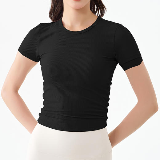【路路精选】瑜伽服女修身短袖弹力速干T恤户外运动健身瑜伽上衣 商品图2