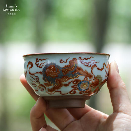 问鼎汝瓷鼎峰系列月白闲意杯 （狮子绣球）（缺货） 商品图1