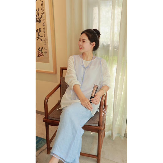 套装（衫24708622-缟羽+马甲24704395-暮山紫+裤24709201-碧落） 商品图1