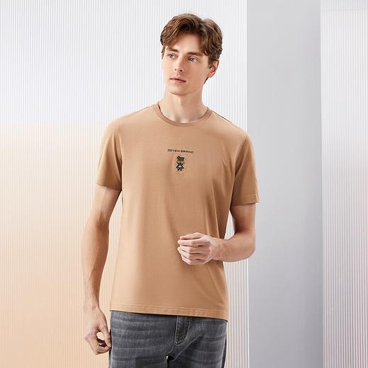 【冰藻泥】柒牌短袖T恤男2024夏季新品柒先生印花圆领休闲体恤衫	126T72280 商品图1