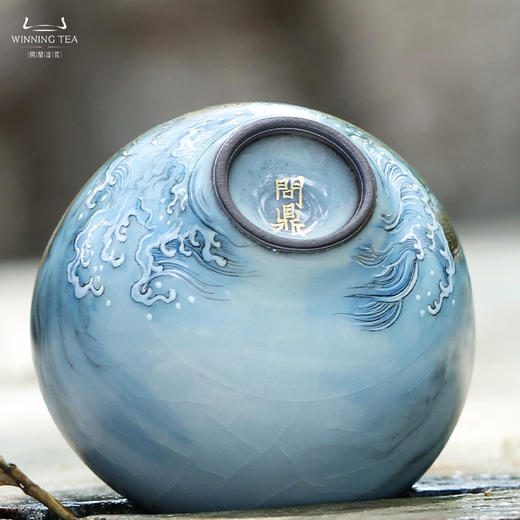 问鼎铁胎汝窑韶秀杯（小）（墨彩描金龙纹） 商品图4