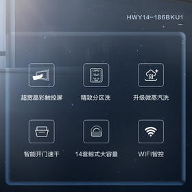 海尔（Haier）洗碗机14套大容量晶彩系列嵌入式分区洗智能开门烘干80℃高温洗消一体14套HWY14-186BKU1