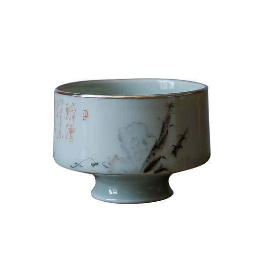 茶香记  乎上堂 苦笋及茗异常佳 马蹄杯 仿古泥 手绘诗词 文人气韵 商品图4