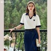 OLrain欧芮儿撞色polo领T恤女夏季2024年新款时尚刺绣短袖上衣 商品缩略图0