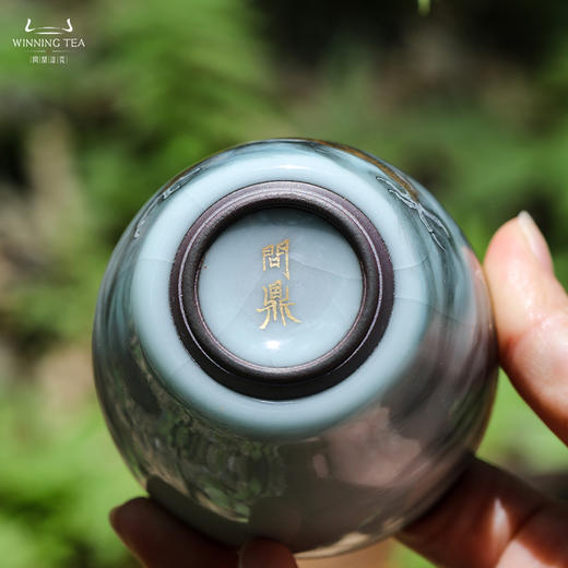 问鼎铁胎汝窑青枫杯（墨彩描金龙纹） 商品图4