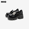 MIO米奥秋季高跟乐福鞋钻饰复古显高深口单鞋豆豆鞋女M244530260 商品缩略图3
