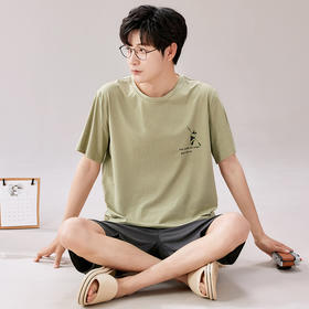睡衣男士夏季爽棉短袖短裤运动休闲薄款凉爽弹力家居服可外穿套装  JL-TMZ82021