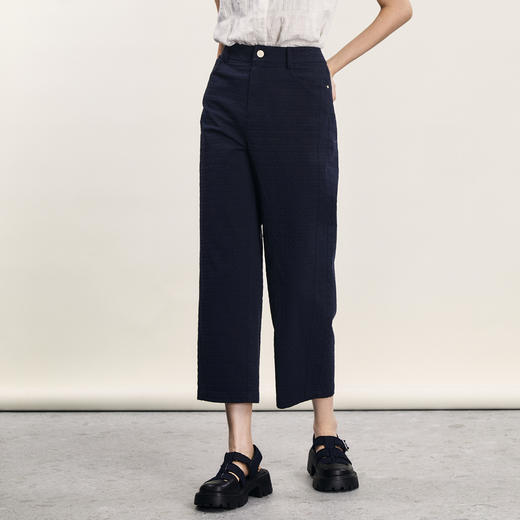 谜底休闲萝卜裤女2024年夏款通勤风百搭宽松棉弹九分裤242MK0647 商品图0