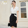 AD法式轻奢连衣裙女总裁黑白撞色职业装裙子OL通勤职场白领工作服 商品缩略图3