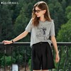 OLrain欧芮儿法式正肩T恤女夏季2024年新款简约灰色印花短袖上衣 商品缩略图0